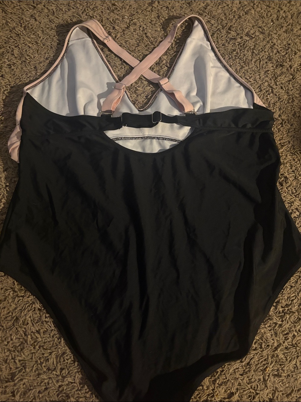 Ash Two-Tone Black and Light Pink One-Piece Swimsuit 24W - Picture 3 of 6